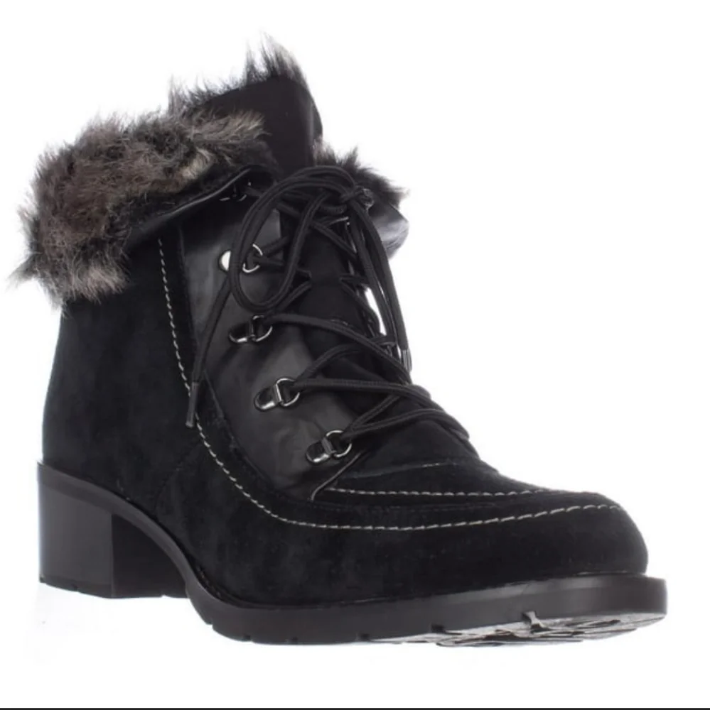 Women's Sporto Faux Fur Trim Lace Up Ankle Boots